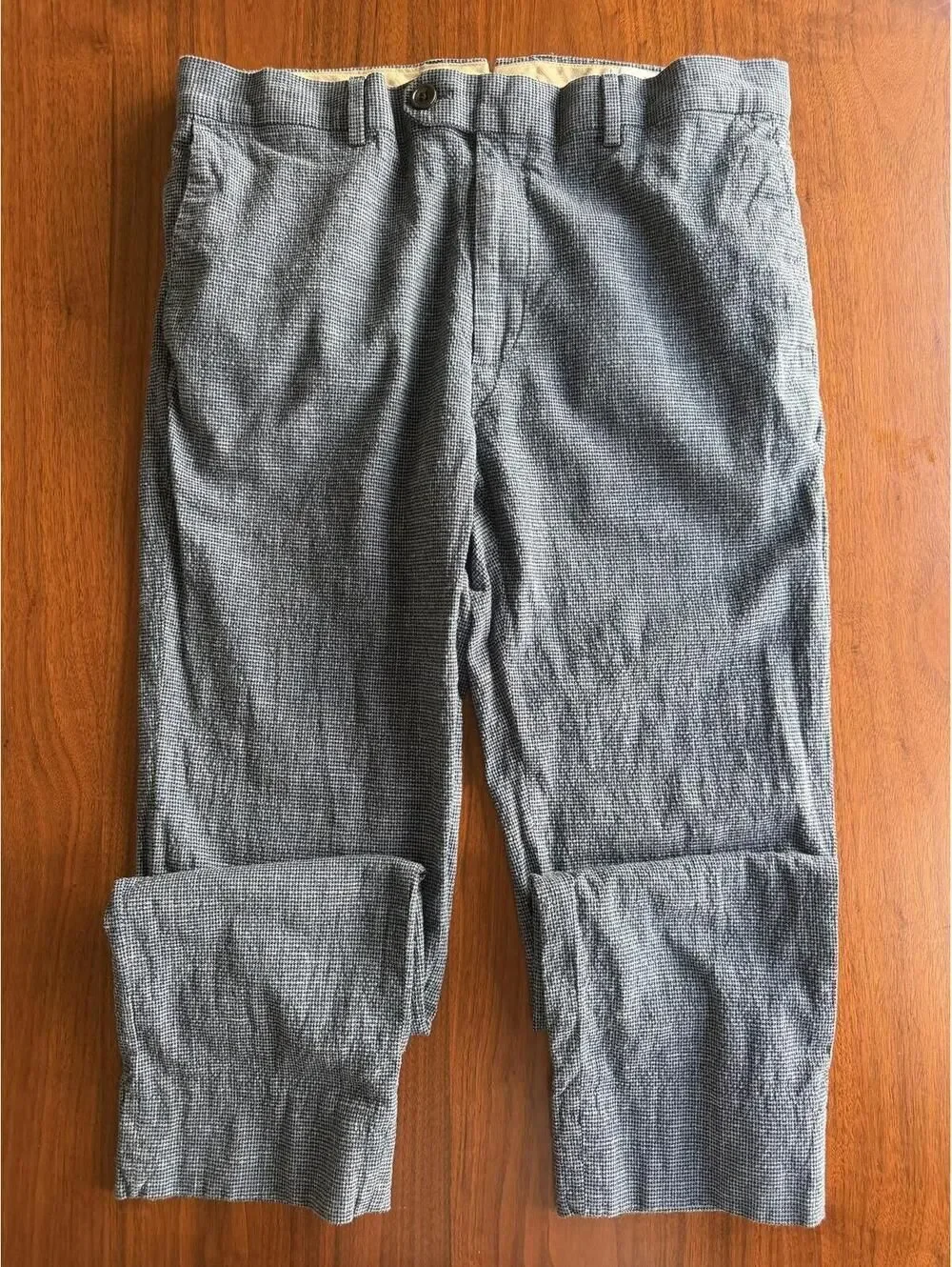 Banana Republic Men's Blue Houndstooth Patterned Pants - Size 33x30